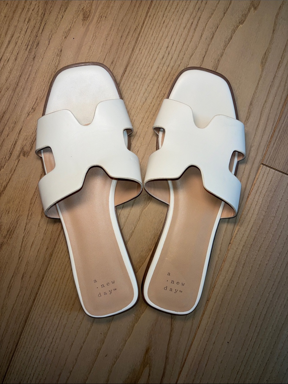 a new day White Slide Sandals with Cutout H-Style Strap